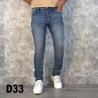Quần jeans xanh bạc gối vải jeans thun cao cấp form slim fit D33