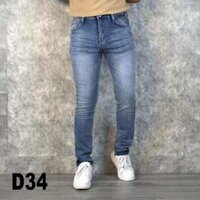 Quần jeans xanh bạc gối vải jeans thun cao cấp form slim fit D34