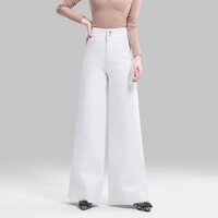 Quần Jeans Xuân 2025 Chân Rộng Trắng Mới, Eo Cao, thon gọn, Quần Thẳng Rời, Sừng Kéo Sàn, Phiên Bản Hàn Quốc