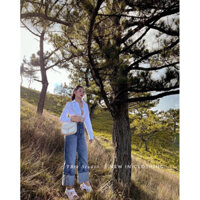 Quần jeans xuông gấu gập