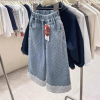 Quần Jeans Xuông Gấu Phối Ren Chất Mềm Siêu Xinh Cho Bé Hàng QCCC
