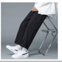 Quần Jogger Baggy Dáng Suông Dài - Chất Vải Kaki Kiểu Thể Thao UNISEX ba Màu Đen,xám,trắng. 05x - Đen,S 40-45kg