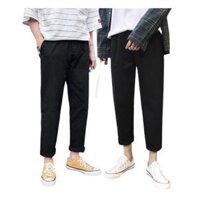 Quần Jogger Baggy Túi Hộp Trơn Dáng Suông Dài ống côn - Chất Vải Kaki Kiểu Thể Thao UNISEX Hai Màu Đen,kem 05x - Đen,M 45-52kg
