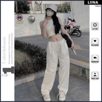 Quần Jogger Bo Gấu Túi Hôp Nữ Rút Eo Ống Rộng Chất KaKi hack dáng dài chân Loại Đẹp A15