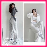 Quần jogger chun bo gấu màu trơn không họa tiết cạp chun cao dây rút Quần dài thun dày dặn thể thao T50G