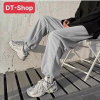 Quần jogger form quần ống rộng vải nỉ ép 2 màu Đen Xám,Có size hot phong cách đường phố siêu ngầu - Xám trơn-Rút chân,L<60kg
