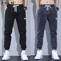 Quần Jogger jeans Đen Dáng Rộng Phối Túi Hộp Thời Trang Dành Cho Nam Giới Có size M-5XL