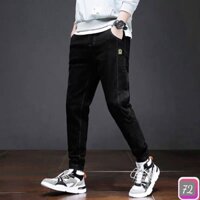 Quần Jogger Jeans Rin Nam Chất Bò Cao Cấp Xanh Đen Trơn Ống Bó Co Giãn Basic P71