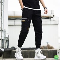 Quần Jogger Kaki Đen thể thao nam túi hộp lưng thun ông bo HA0012