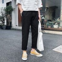 Quần Jogger Kaki Nam Dài Cao Cấp Cạp Chun Bo Gấu Chuẩn Hàng Xuất, Quần Kaki Jogger Nam Dáng Đứng - Đen jogger ống côn,xl Dưới 75kg