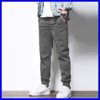 Quần Jogger Kaki Nam Dài Cao Cấp Cạp Chun Bo Gấu Chuẩn Hàng Xuất, Quần Kaki Jogger Nam Dáng Đứng - Xám Jogger kaki trơn,m Dưới 55kg