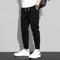 Quần Jogger Kaki Nam Dài Cao Cấp Cạp Chun Bo Gấu Chuẩn Hàng Xuất, Quần Kaki Jogger Nam Dáng Đứng - Đen Jogger kaki trơn,xl Dưới 75kg