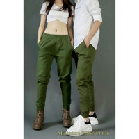 Quần JOGGER Kaki Nam Nữ Rằn Ri đủ 6 Màu Kiểu Bo Ống Hàn Quốc - Chất liệu vải dày dặn, mặc cực thoải mái 003 -Minhstore88 - Xanh rêu - M