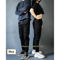 Quần JOGGER Kaki Nam Nữ Rằn Ri đủ 6 Màu Kiểu Bo Ống Hàn Quốc - Chất liệu vải dày dặn, mặc cực thoải mái 003 -Minhstore88 - Đen - L