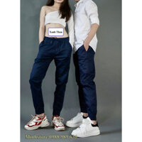Quần JOGGER Kaki Nam Nữ Rằn Ri đủ 6 Màu Kiểu Bo Ống Hàn Quốc - Chất liệu vải dày dặn, mặc cực thoải mái 003 -Minhstore88 - Xanh than - XL