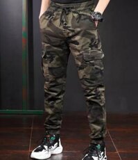 Quần jogger kaki rằn ri - lính nam túi hộp, Quần Jogger Nam Kaki Rằn Ri Túi Hộp Thiết Kế Lưng Thun Cao Cấp, Quần Lính Jogger Túi Hộp Vải Kaki dày dặn - Đi học đi phượt du lịch dã ngoại quần lính nam túi hộp loại 1 - XANH - Size L từ 53kg đến 62kg