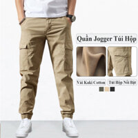 Quần Jogger Kaki Túi Hộp Nổi Cạp Chun Bo Gấu Vicenzo, Quần Kaki Nam Mẫu Jogger