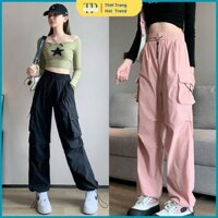 Quần jogger kaki túi hộp ống rộng bo gấu unisex nam nữ hiphop phong cách Hàn Quốc