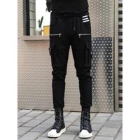 Quần jogger kaki túi hộp unisex Dây Kéo, nam nữ ulzzang KUN - L50kg-60kg < 1M7