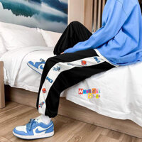 Quần Jogger Line Pant Dài Phối Sọc Có Dây Rút Unisex - Quần Thun Dây Rút Dáng Rộng - MM - M - Màu đen