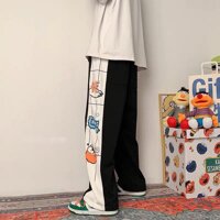 Quần Jogger Line Pant Dài Phối Sọc Có Dây Rút Unisex - Quần Thun Dây Rút Dáng Rộng - MM - XL - Màu đen
