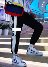 QUẦN JOGGER NAM HIPHOP PHẢN QUANG TÚM CHÂN  BASIC - ĐEN - M