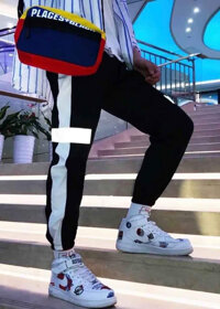 QUẦN JOGGER NAM HIPHOP PHẢN QUANG TÚM CHÂN  BASIC - ĐEN - L