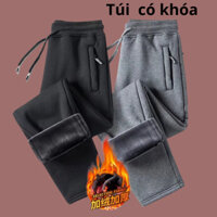 Quần jogger nam lót lông siêu ấm bo gấu cạp chun dây rút siêu ấm thời trang có khóa kéo ở túi quần- Haikhangstore