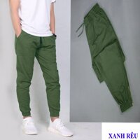 QUẦN JOGGER NAM NỮ K1 VẢI KAKI CO GIÃN, KHÓA ZIP CÁ TÍNH - XANH RÊU - XL