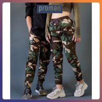 Quần Jogger nam nữ rằn ri kaki, Quần JOGGER kaki thể thao nam nữ chất dày dặn - PROMAN - JO01 Rằn ri xanh - S