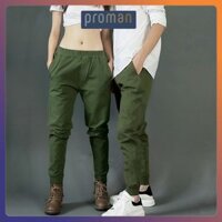 Quần Jogger nam nữ rằn ri kaki, Quần JOGGER kaki thể thao nam nữ chất dày dặn - PROMAN - JO01 Rêu - L