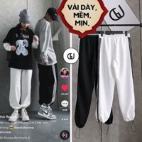Quần Jogger Nam Nữ Thể Thao 3 Sọc Form Ống Rộng Để Suông Hoặc Rút Dây Bo Gấu Vải Dày Dặn GUF - Hàng mới về