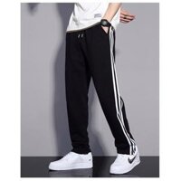 Quần jogger nam nữ thể thao, quần ống suông 3 sọc chất dày dặn, vải cao cấp Joger không xù không nhăn - Quần 3 Sọc Xuông Đen,XL < 75KG
