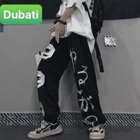 QUẦN JOGGER NAM NỮ UNISEX CHẤT NỈ DÀY DA CÁ ỐNG SUÔNG RỘNG THÊU CHỮ NHẬT RÚT DÂY HÀN QUỐC NEW - FASHION - ĐEN - XL