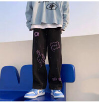 QUẦN JOGGER NAM NỮ UNISEX GOPI FORM SUÔNG IN HÌNH HỌA TIẾT CHẤT VẢI NỈ MỀM MỊN - Q DÀI NỈ GOPI ĐEN - FREE SIZE 45-62KG