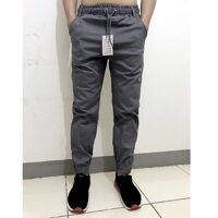 Quần jogger nam nữ vải kaki co giãn ống bó khóa zip cá tính k1 - Đen,L 56 -66kg