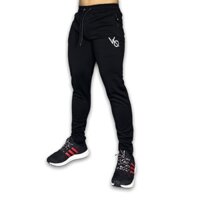 Quần jogger nam tập gym DO GYM SHOP logo thêu, thun poly 4 chiều thoáng mát - ĐEN logo XÁM - M dưới 64kg dưới 1m65