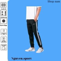 Quần Jogger nam thể thao 3 viền sọc Trắng / Xám, quần thể dục siêu đẹp QD.079