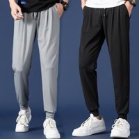 Quần Jogger Nam Thể Thao Quần Ống Loe Bó Sát Mới Của Giới Xuân Hè Mới Thắt Lưng Co Giãn, Quần Màu Thuần Khiết Giản Dị