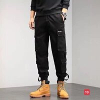 Quần Jogger Nam thể thao túi hộp thương hiệu Chandi, chất kaki bo chân xu hướng mới nhất MS13 - Màu Đen - M