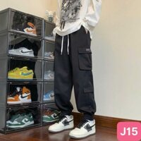 Quần jogger nam túi hộp bo chân màu đen không rách chất kaki cao cấp co dãn 4 chiều baggy thể thao nam havado 36 mới