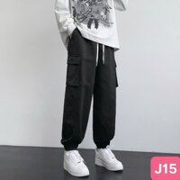 Quần jogger nam túi hộp bo chân màu đen đậm không rách chất kaki cao cấp co dãn 4 chiều baggy thể thao nam havado 13 mới