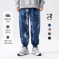 Quần jogger nỉ cạp chun ống rộng 4 màu họa tiết rằn ri ngẫu nhiên - Jr Jogger Fashion