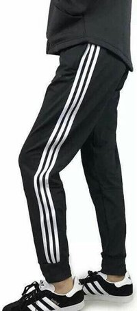 QUẦN JOGGER NỈ NAM PHỐI 3 SỌC - Đen sọc trắng - Size XL