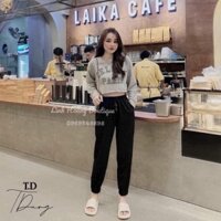 Quần Jogger nỉ nữ thun trơn bo ống gấu ống rộng cạp chun unisex dáng ullzang vải da cá mềm