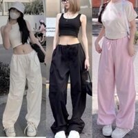Quần Jogger Nữ 3 Màu TOTOSA Túi Hôp Rút Eo Ống Rộng Bigsize, Quần Kaki Bo Rút Gấu Phong Cách Hàn Quốc QN209