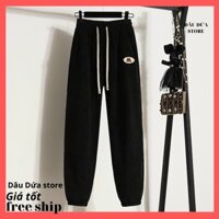 Quần jogger nữ chữ M chất nỉ tăm dày dặn bo chun cạp cao có dây rút cá tinh_tiệm may nhà dâu dứa