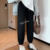 Quần jogger nữ form rộng bo gấu vải nỉ da cá nhiều màu