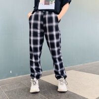 Quần Jogger Nữ Kẻ Caro Dây Rút Đa Phong Cách