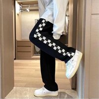 Quần jogger nữ nam Unisex họa tiết chấm bi, quần dài nữ from ống rộng phong cách thể thao cá tính chất liệu cao cấp VL1